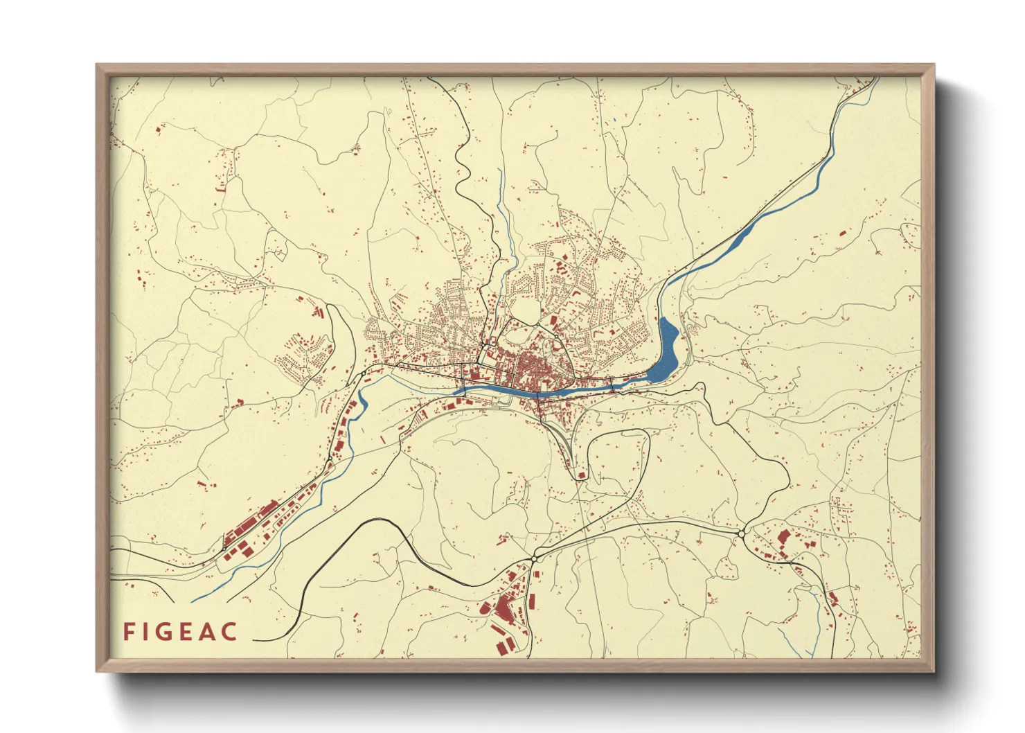 Une affiche de carte sur Figeac