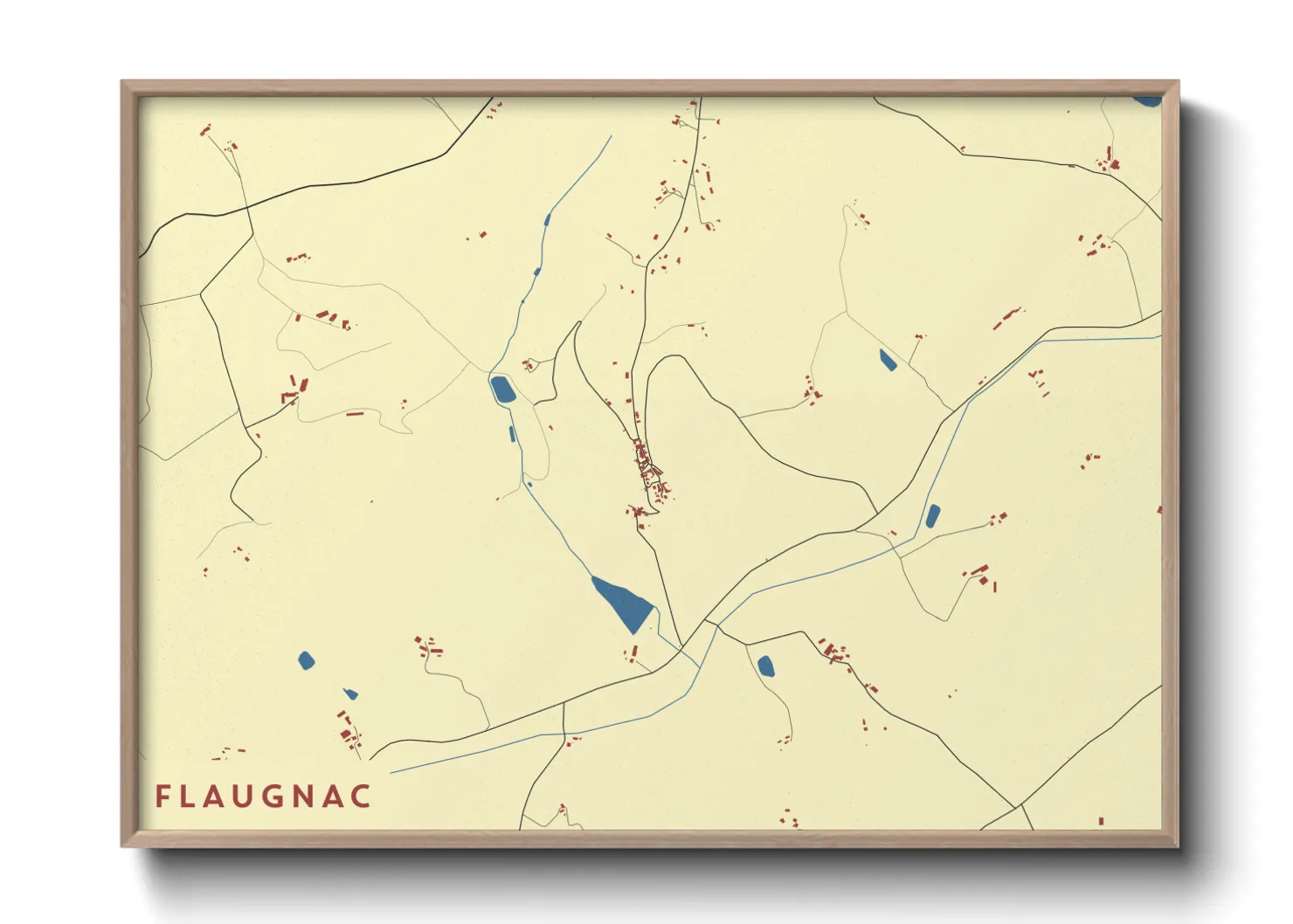 Une affiche de carte sur Flaugnac