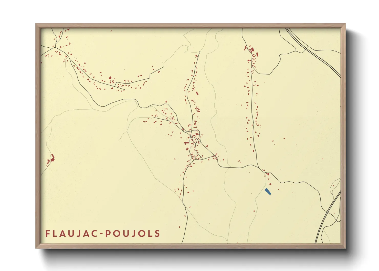 Une affiche de carte sur Flaujac-Poujols