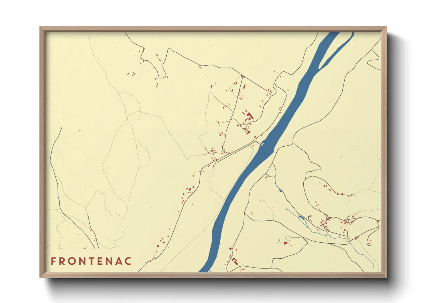 Une affiche de carte sur Frontenac