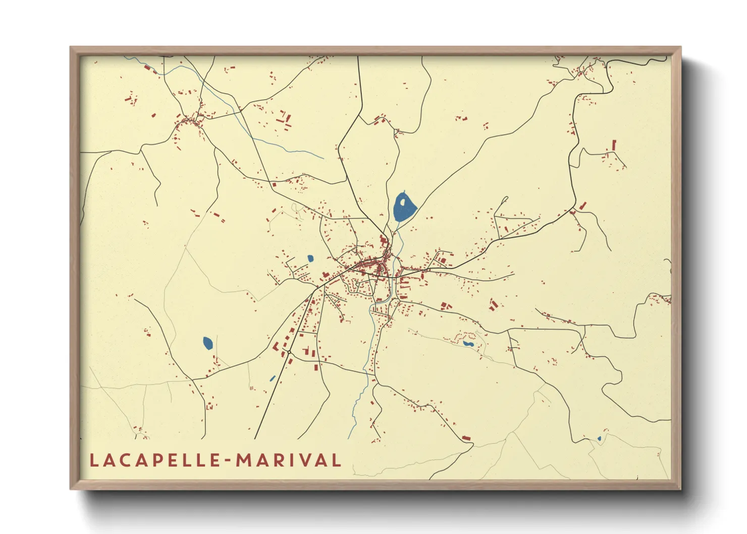 Une affiche de carte sur Lacapelle-Marival