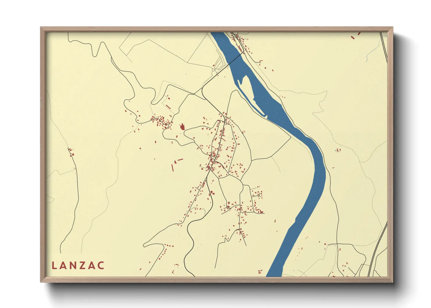 Une affiche de carte sur Lanzac