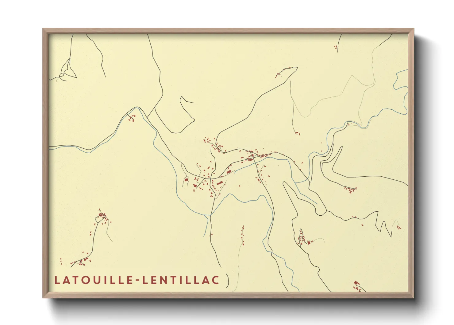 Une affiche de carte sur Latouille-Lentillac