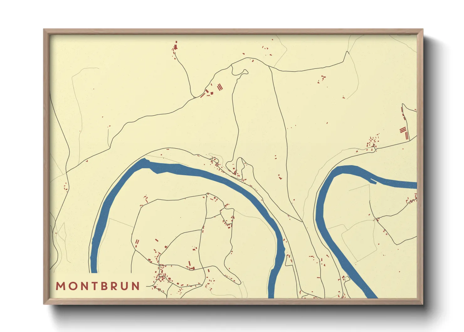 Une affiche de carte sur Montbrun