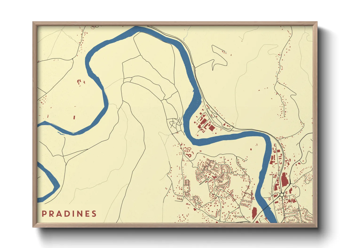 Une affiche de carte sur Pradines