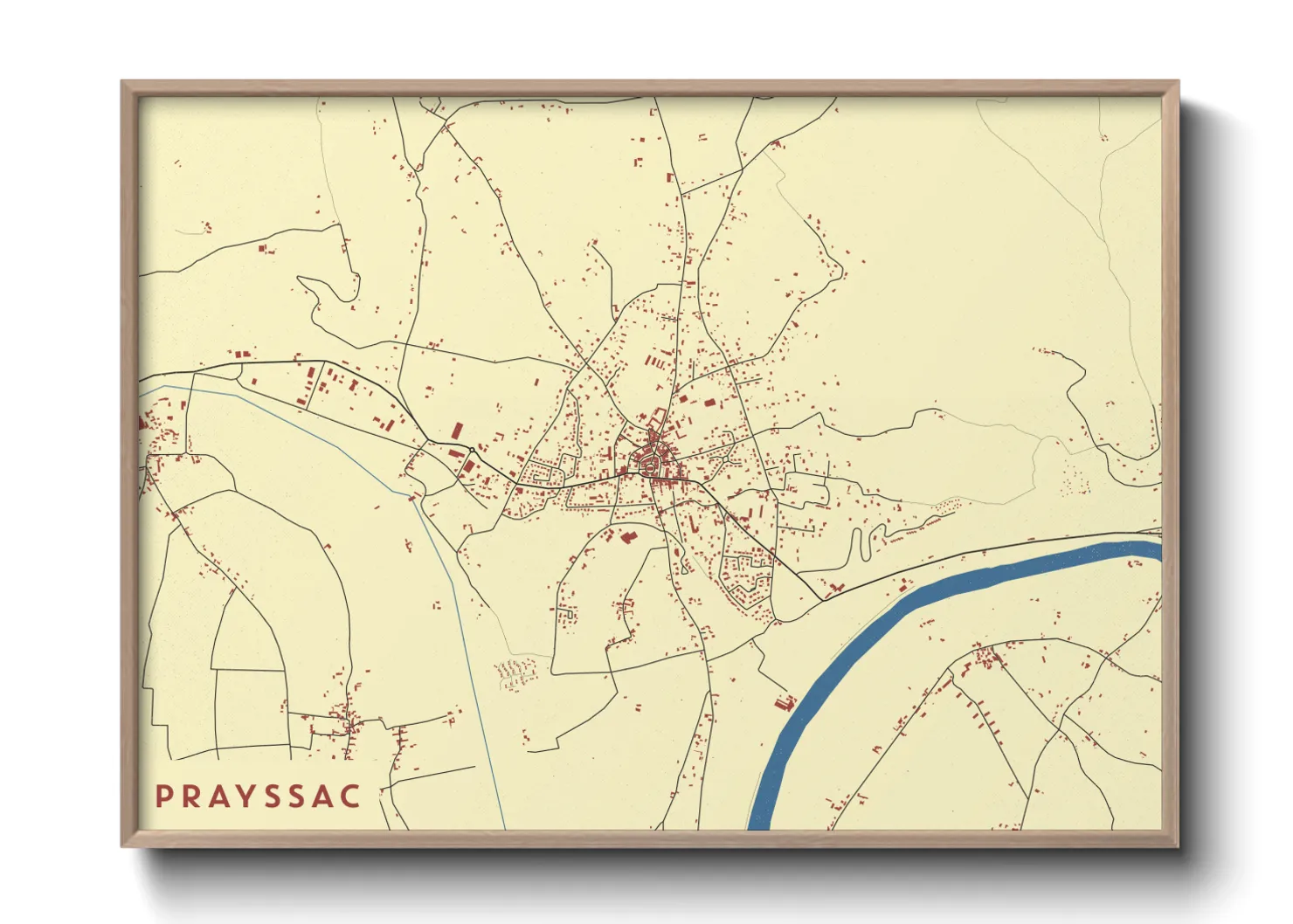 Une affiche de carte sur Prayssac