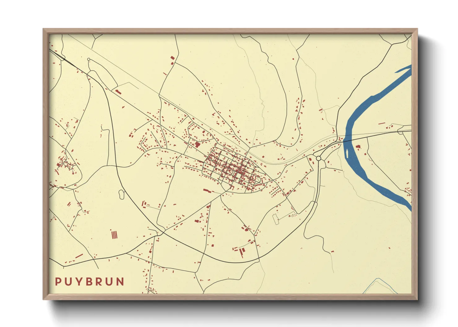 Une affiche de carte sur Puybrun