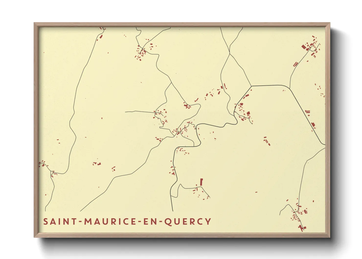 Une affiche de carte sur Saint-Maurice-en-Quercy