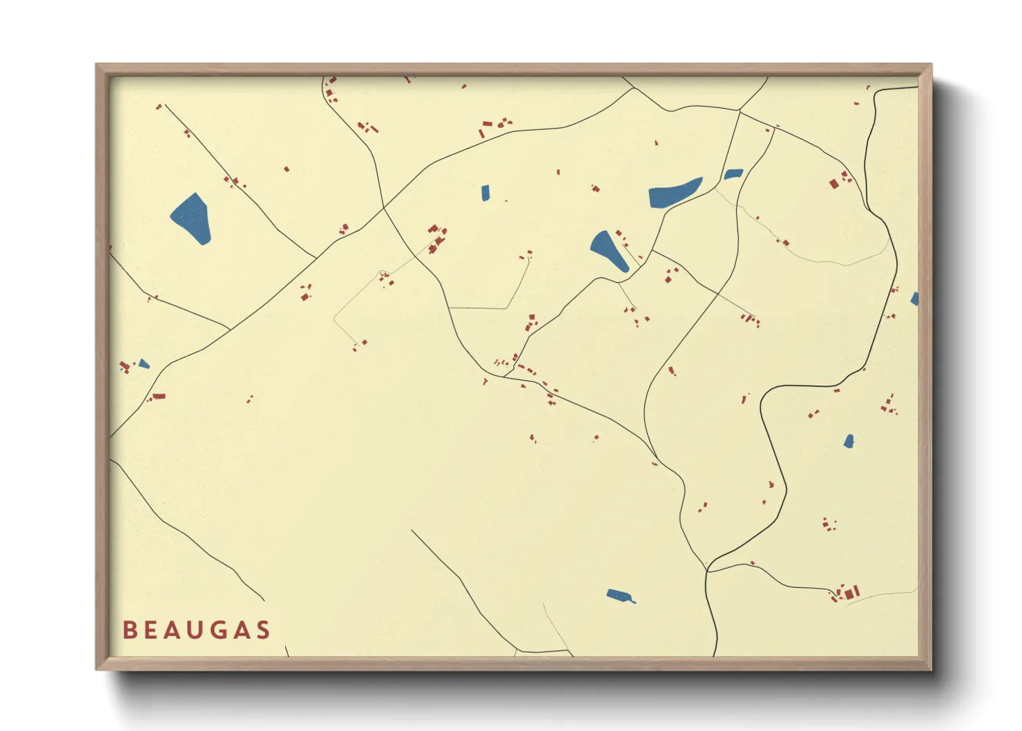 Une affiche de carte sur Beaugas