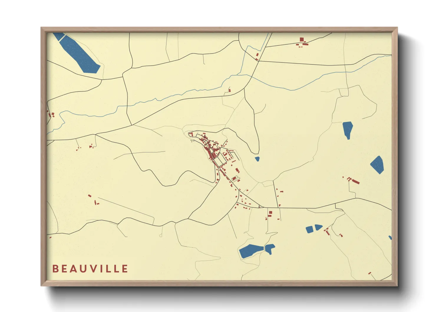 Une affiche de carte sur Beauville