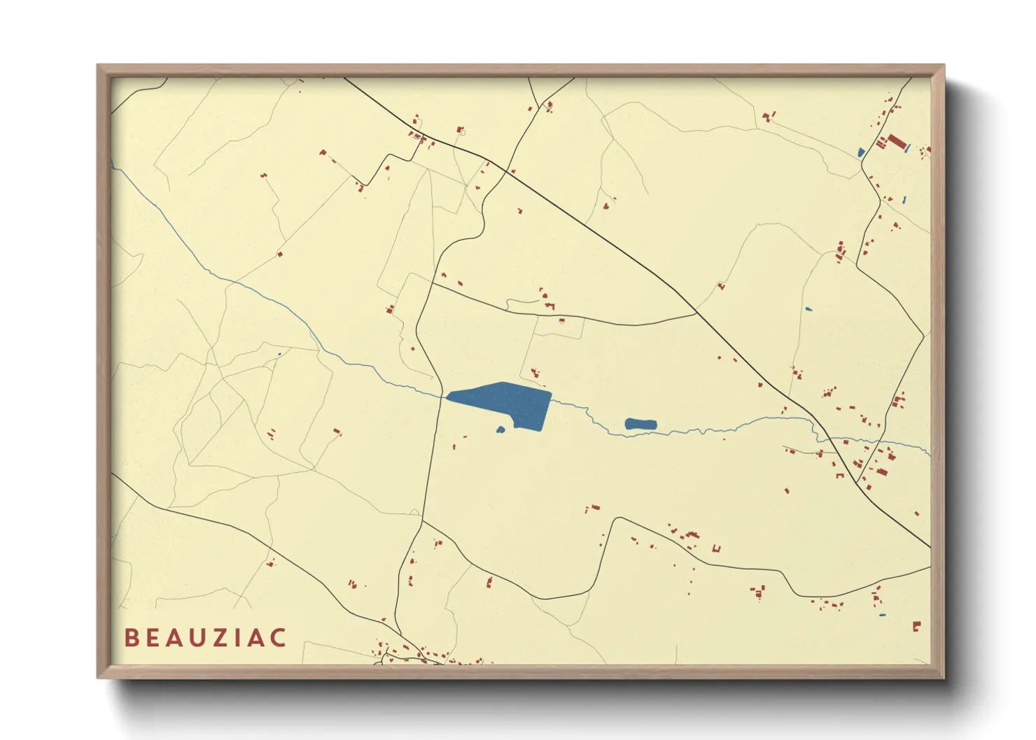 Une affiche de carte sur Beauziac