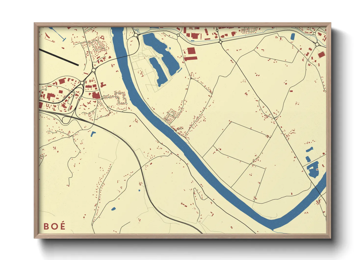 Une affiche de carte sur Boé