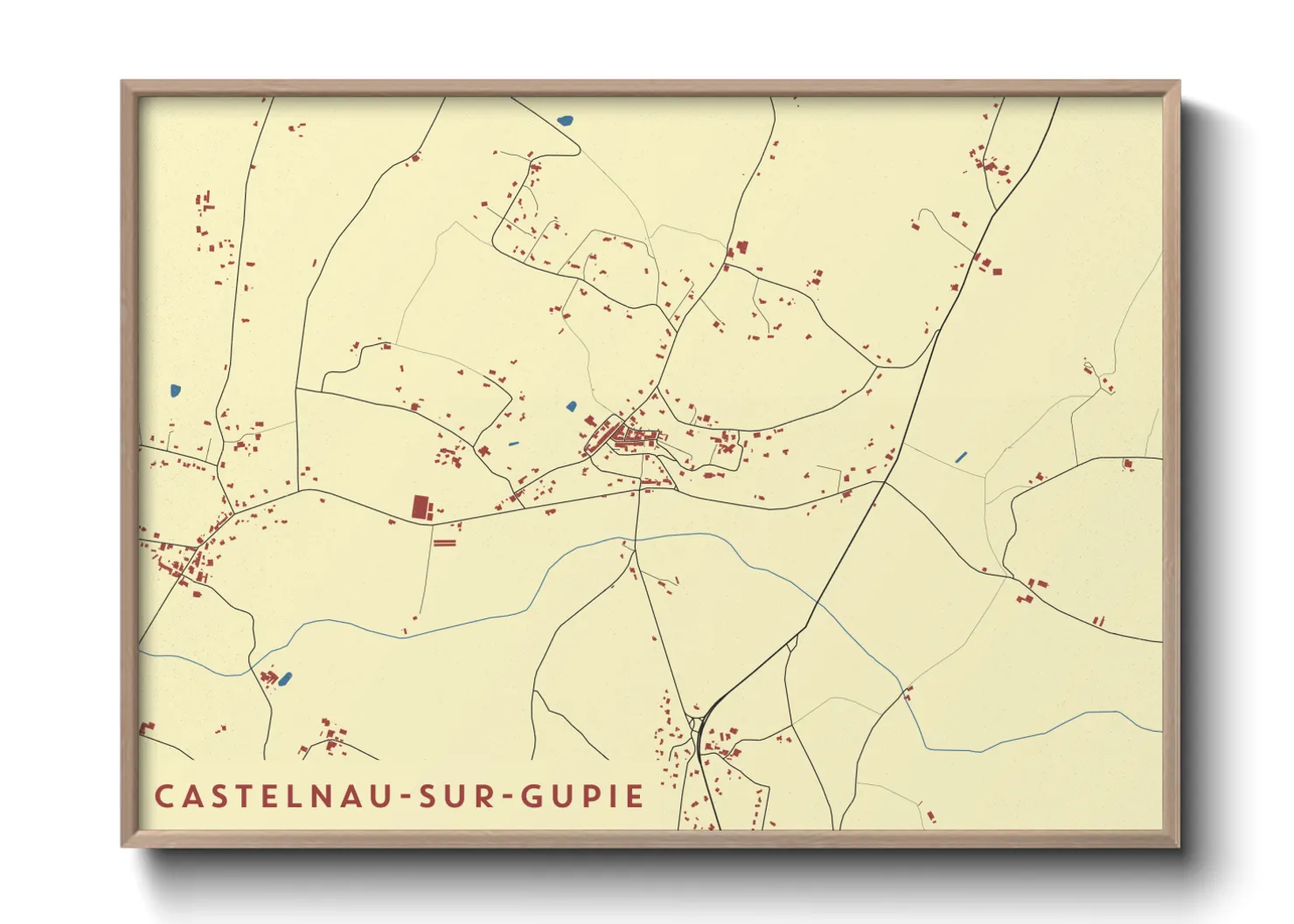 Une affiche de carte sur Castelnau-sur-Gupie