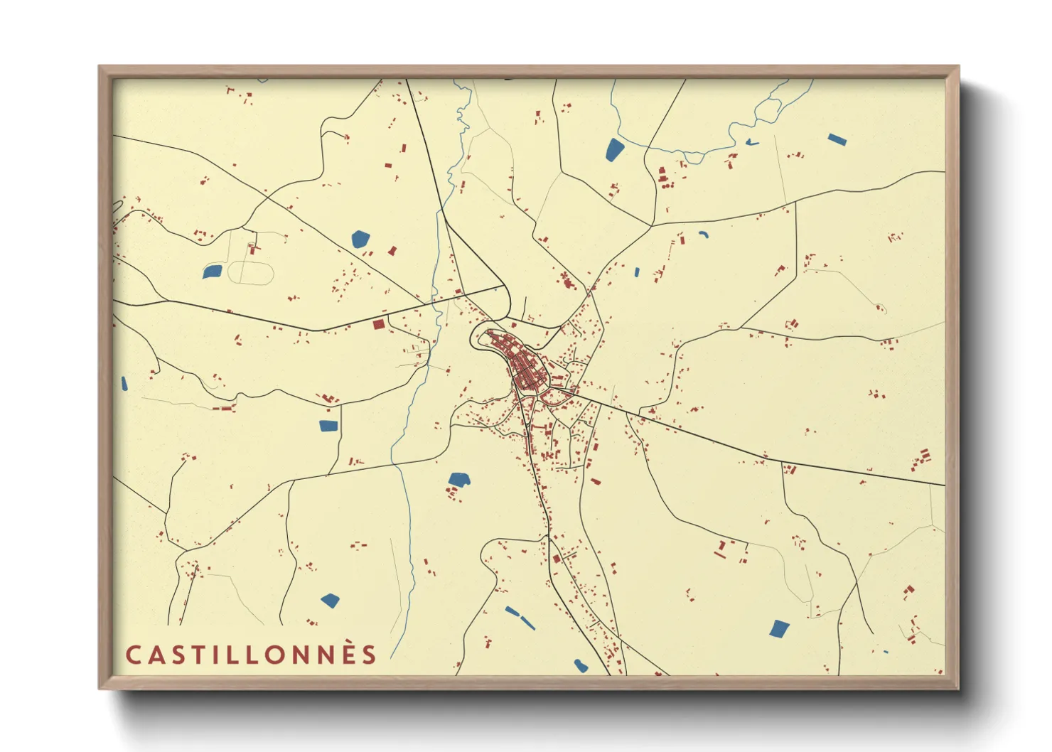 Une affiche de carte sur Castillonnès