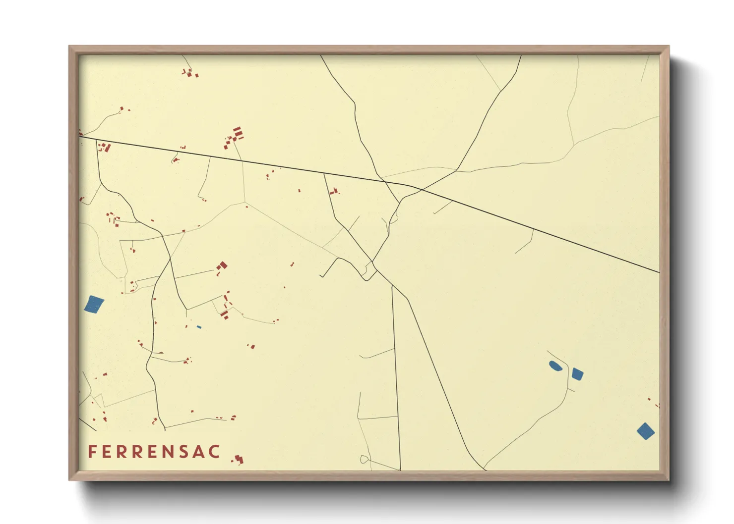 Une affiche de carte sur Ferrensac