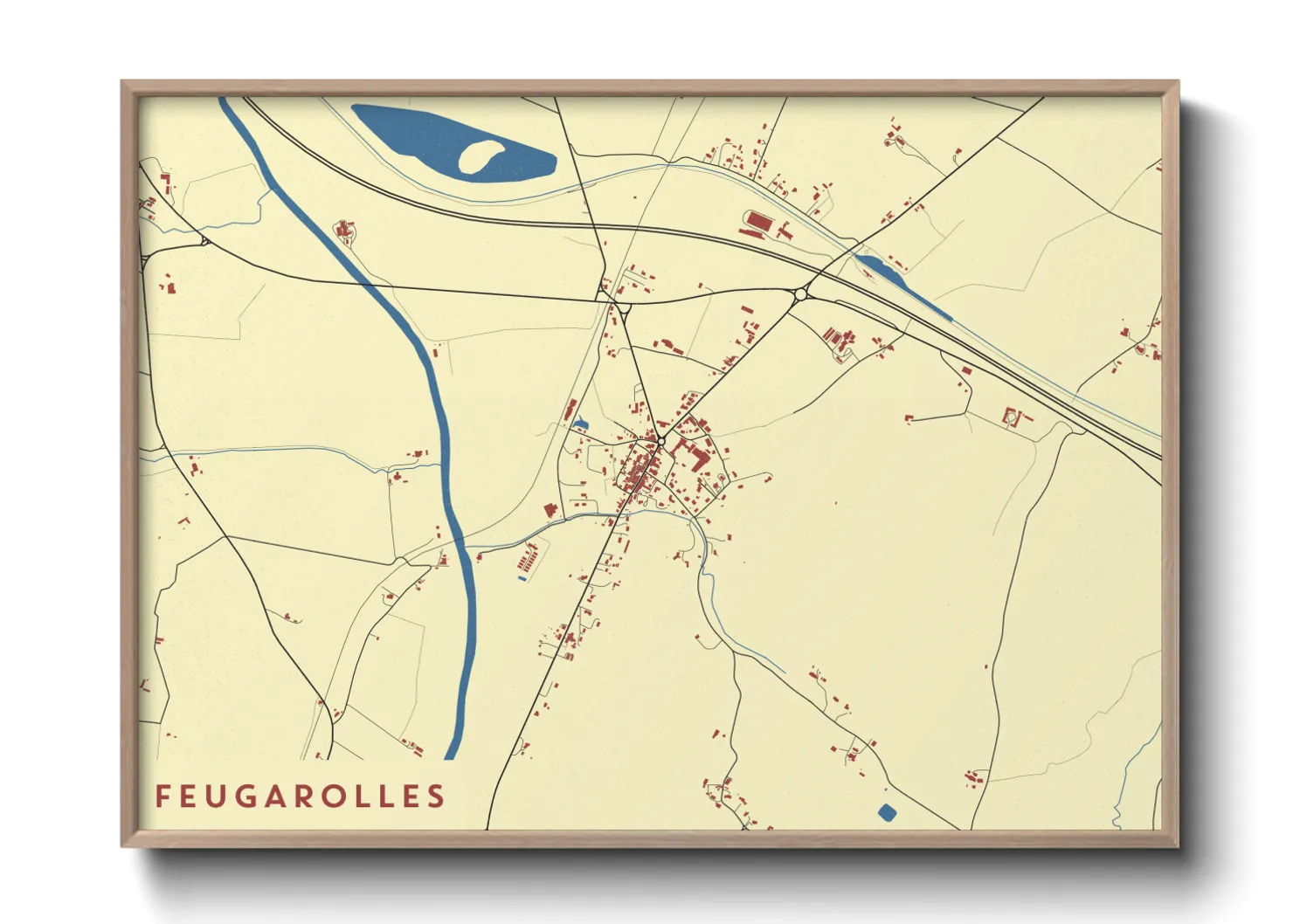 Une affiche de carte sur Feugarolles