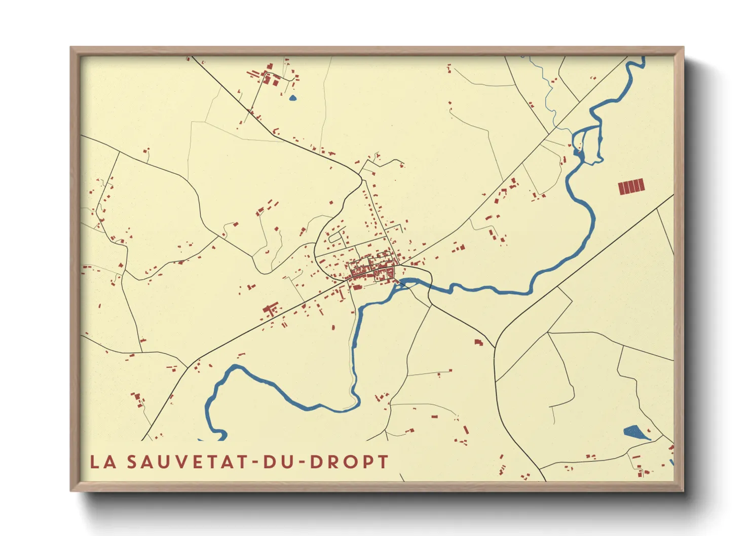 Une affiche de carte sur La Sauvetat-du-Dropt