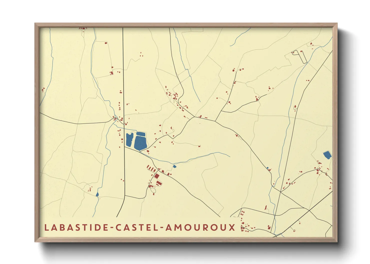 Une affiche de carte sur Labastide-Castel-Amouroux