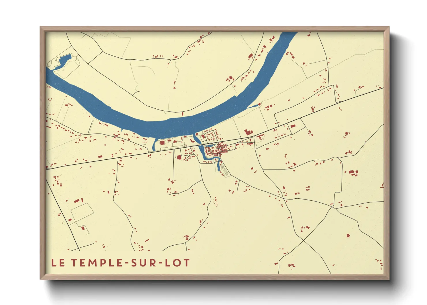 Une affiche de carte sur Le Temple-sur-Lot