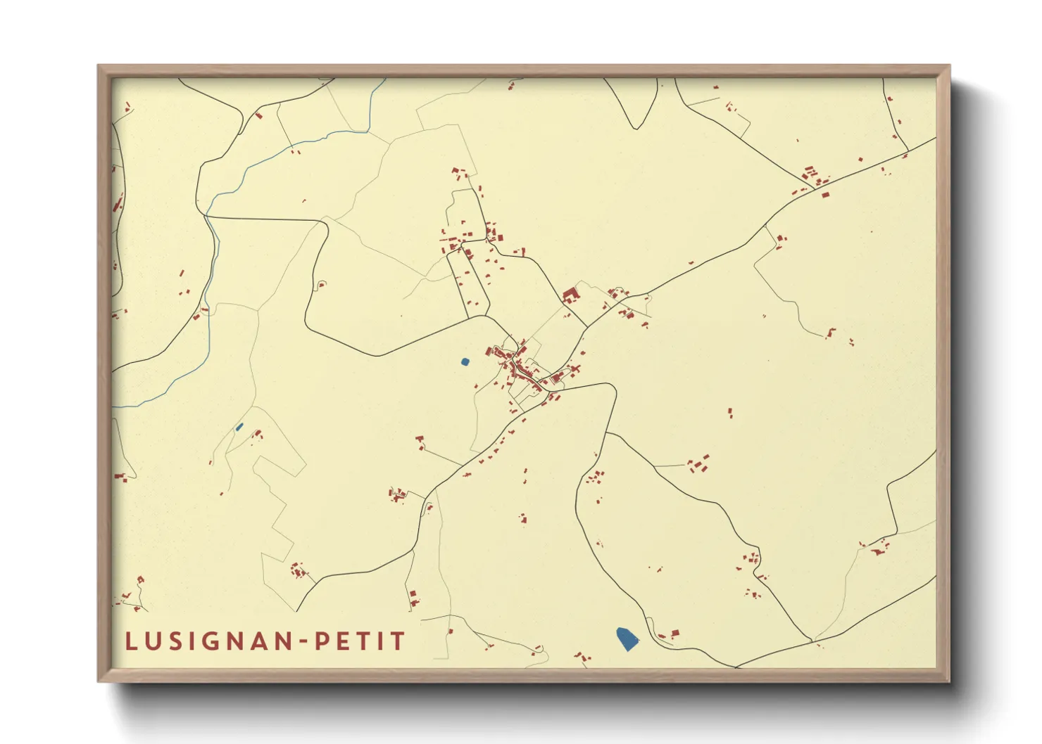 Une affiche de carte sur Lusignan-Petit