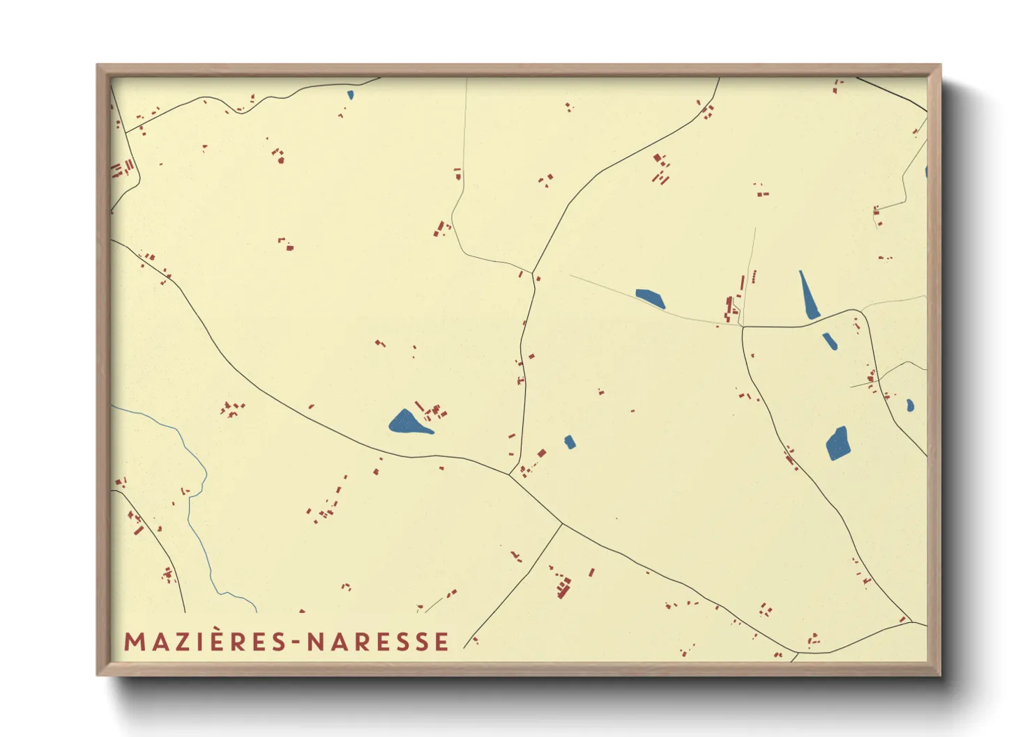 Une affiche de carte sur Mazières-Naresse