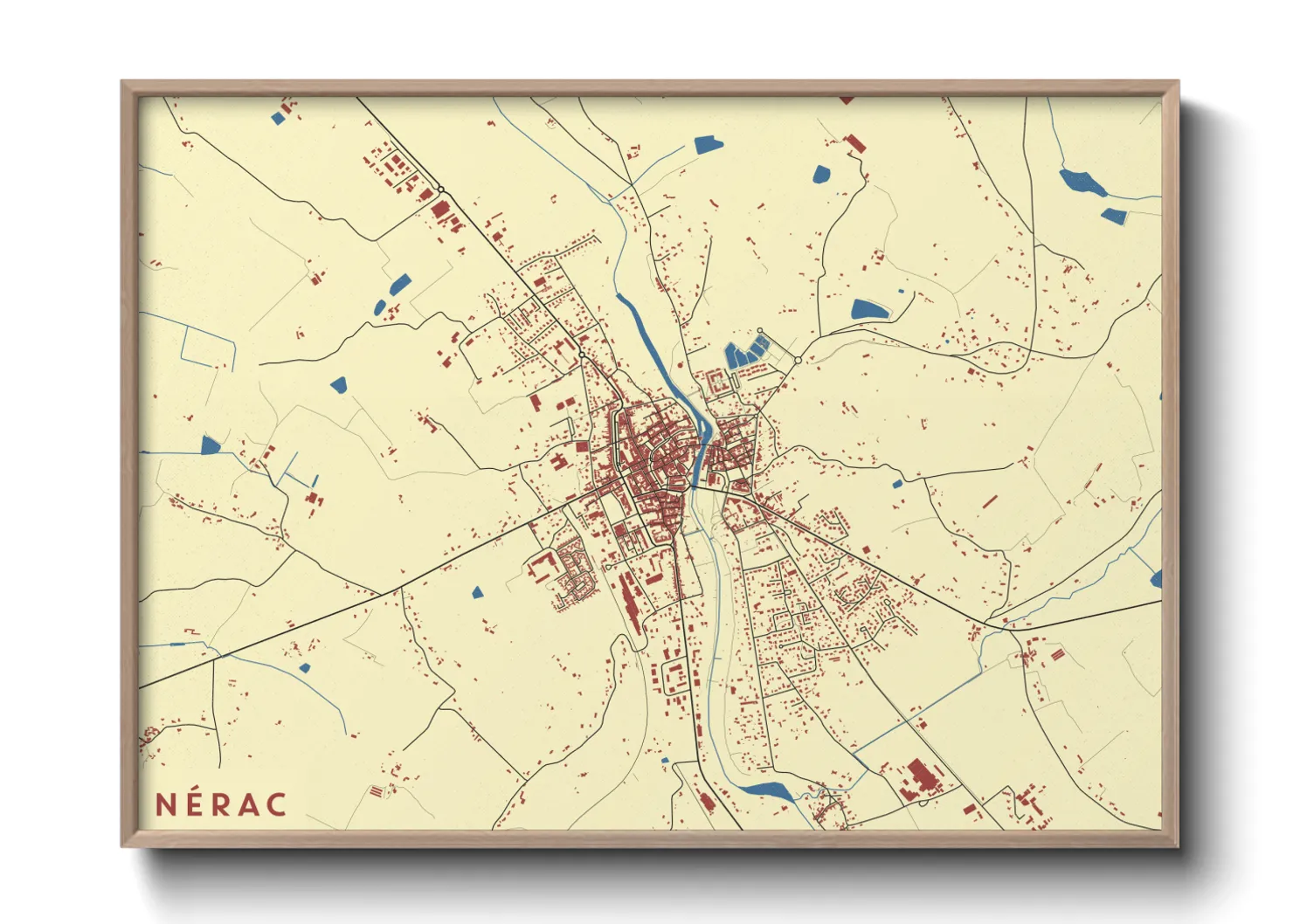 Une affiche de carte sur Nérac