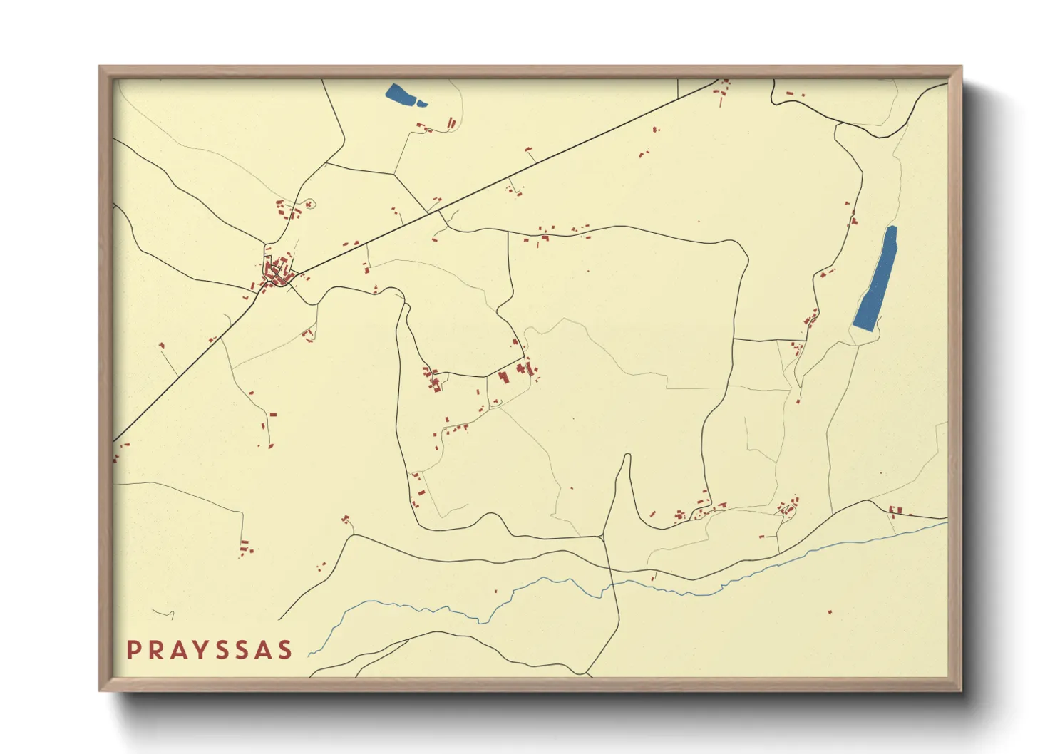 Une affiche de carte sur Prayssas