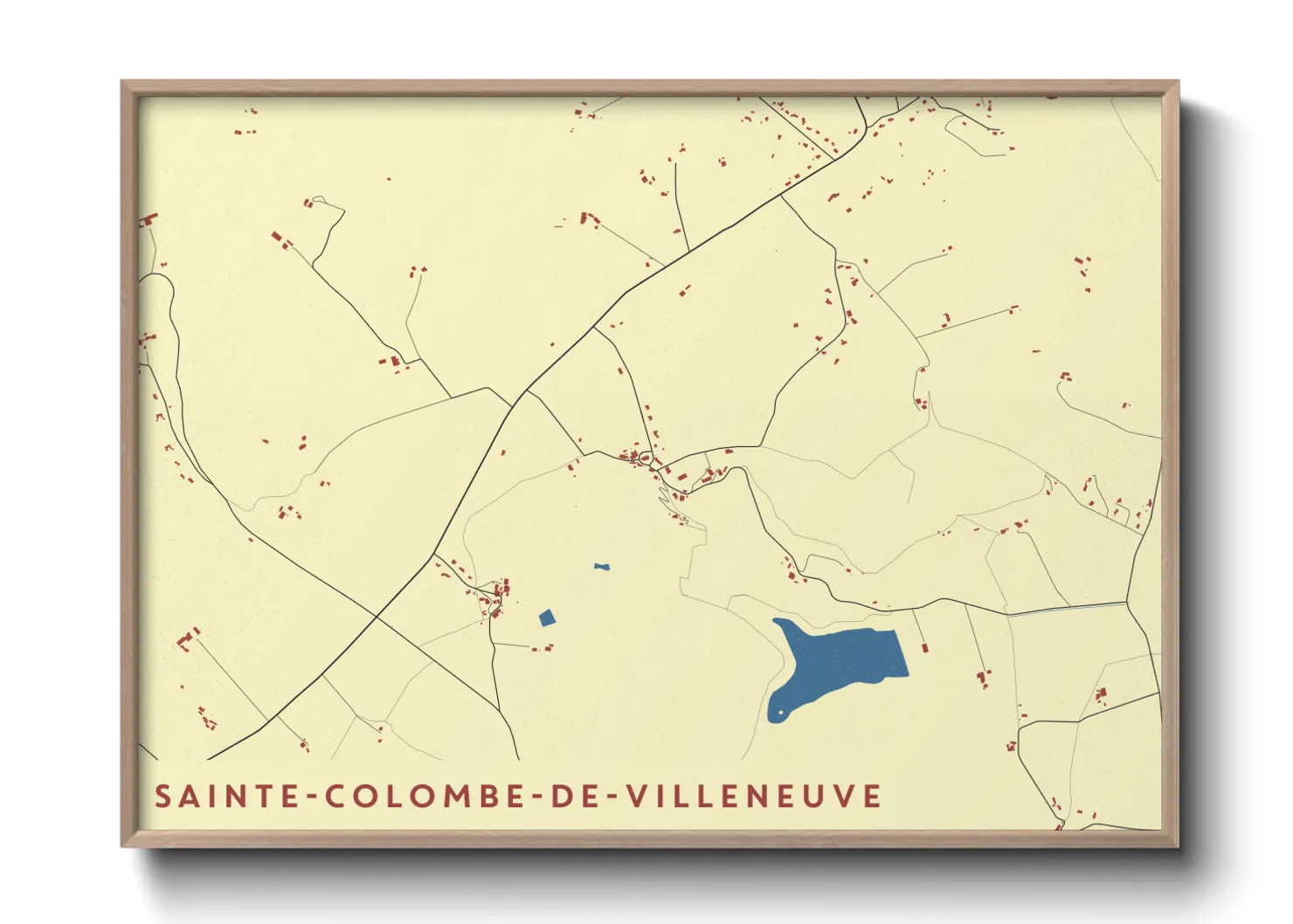 Une affiche de carte sur Sainte-Colombe-de-Villeneuve