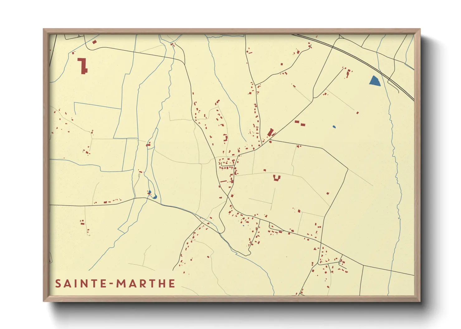 Une affiche de carte sur Sainte-Marthe