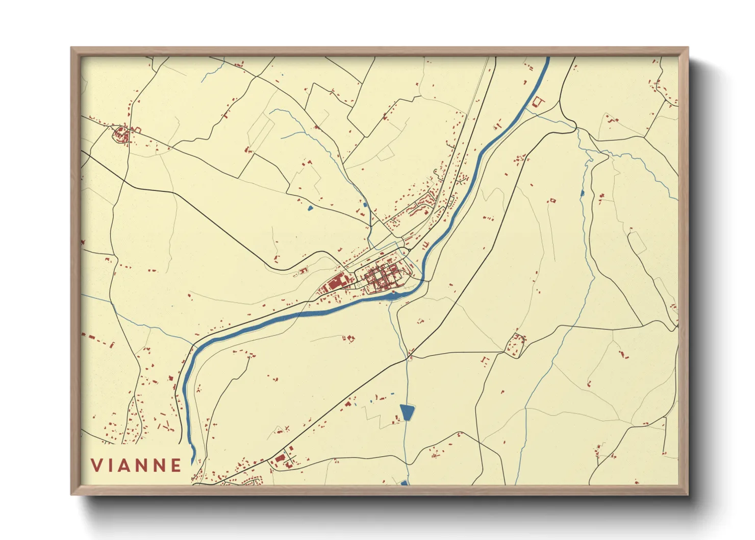 Une affiche de carte sur Vianne