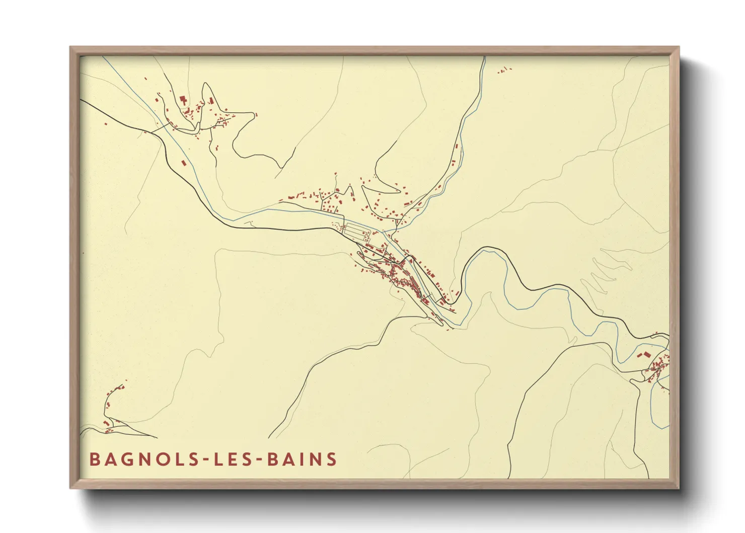 Une affiche de carte sur Bagnols-les-Bains