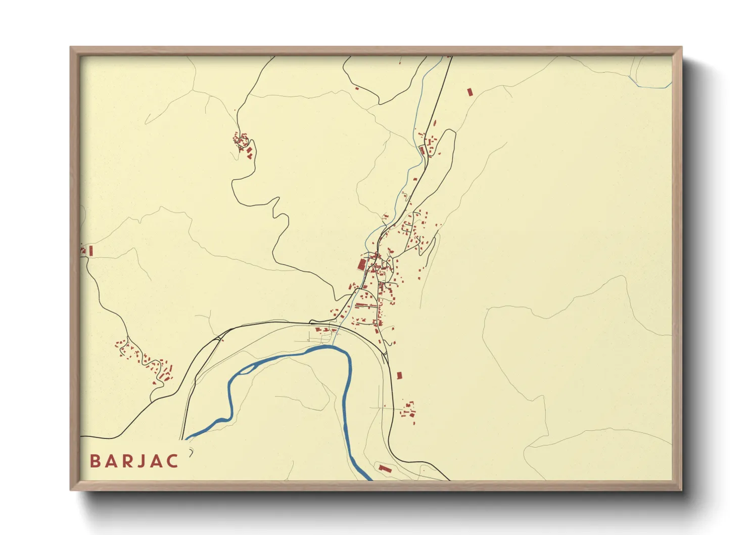 Une affiche de carte sur Barjac