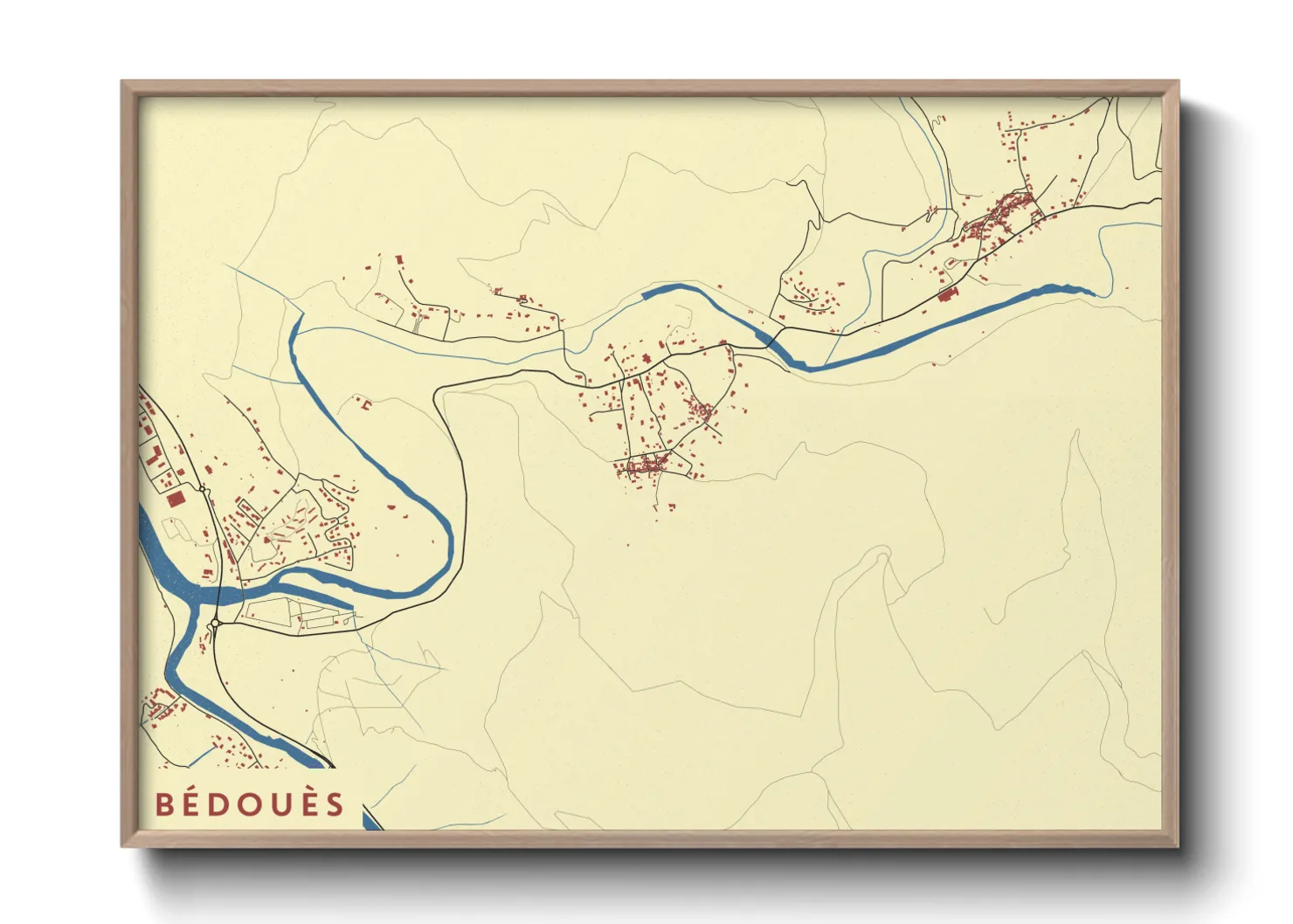 Une affiche de carte sur Bédouès