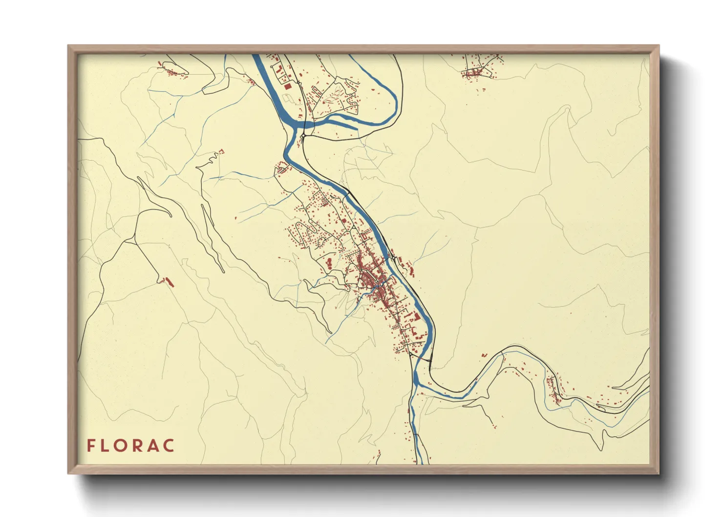 Une affiche de carte sur Florac