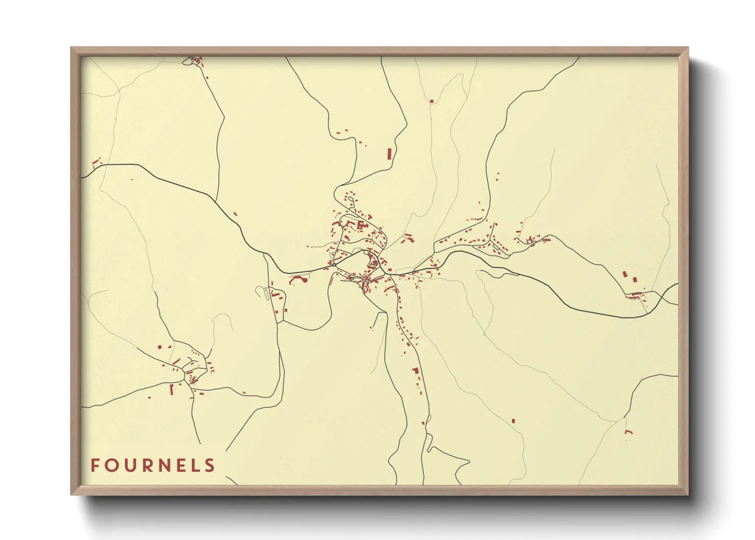 Une affiche de carte sur Fournels