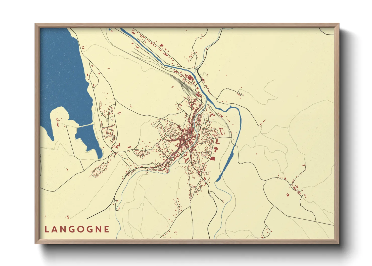 Une affiche de carte sur Langogne