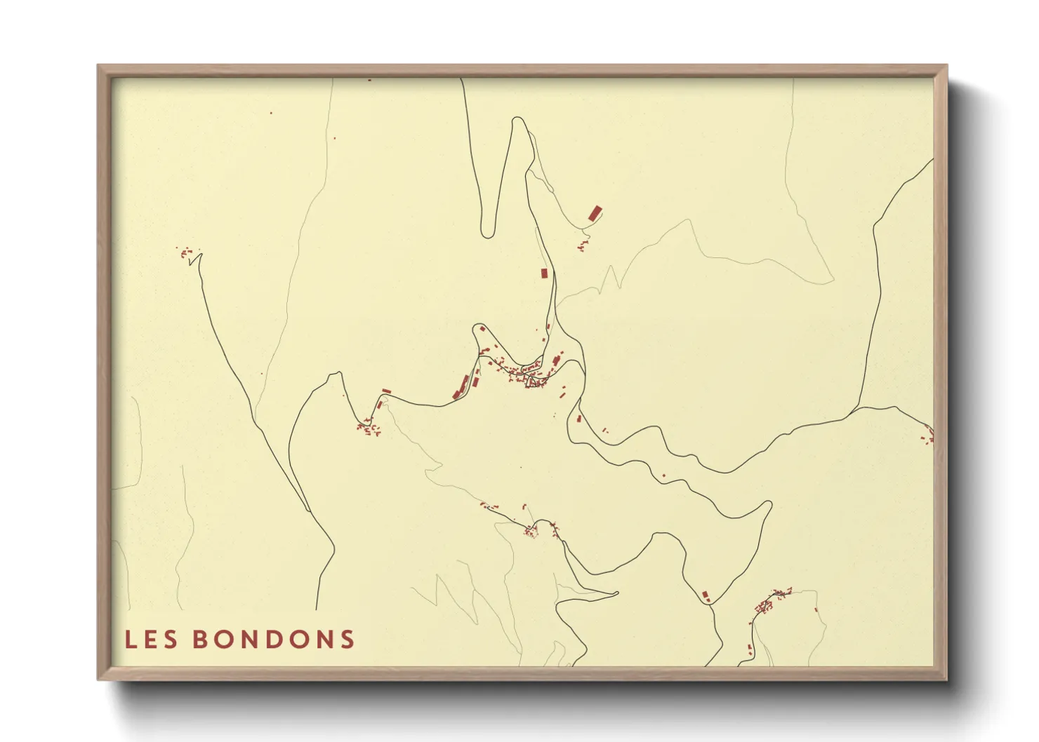 Une affiche de carte sur Les Bondons