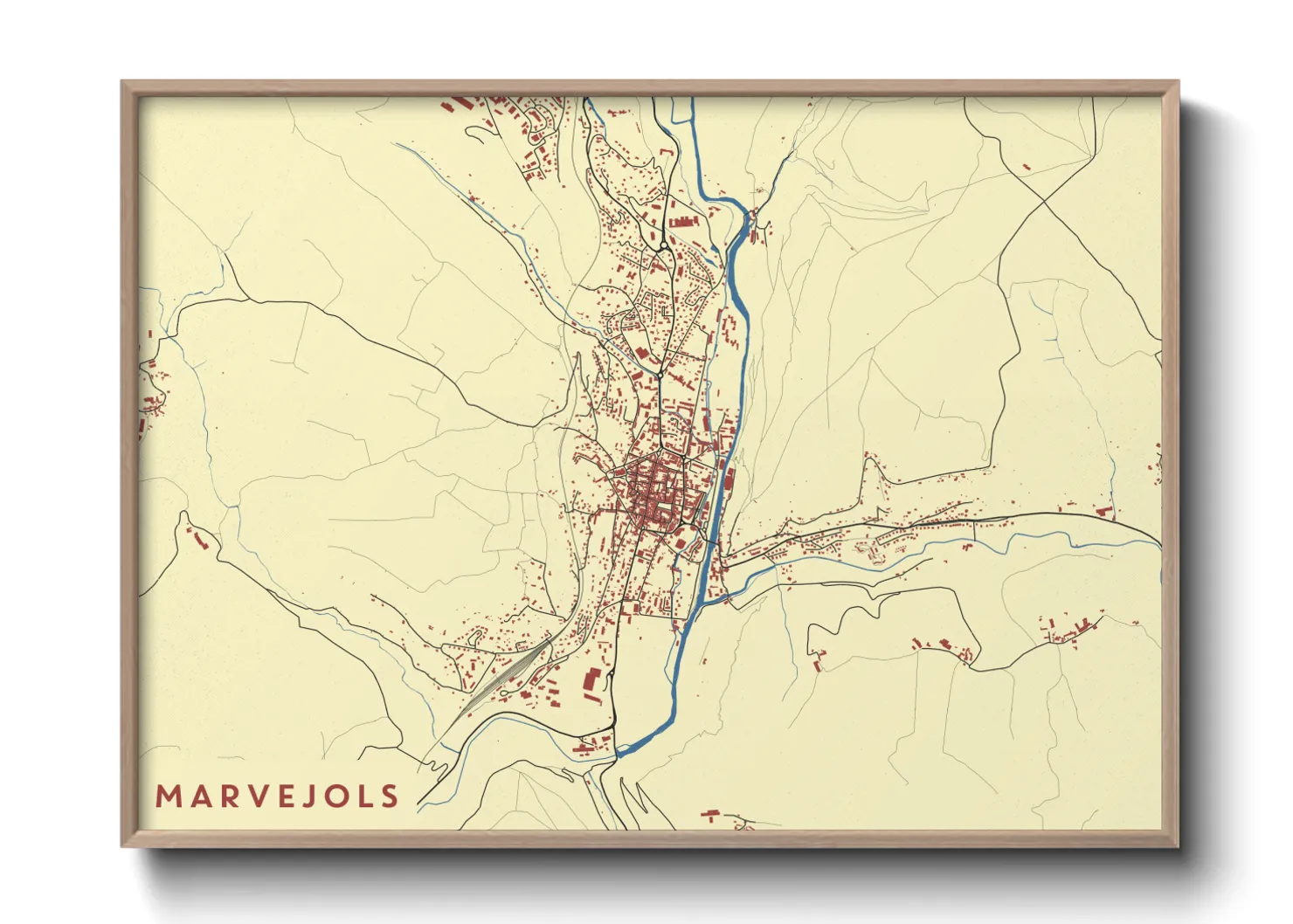 Une affiche de carte sur Marvejols
