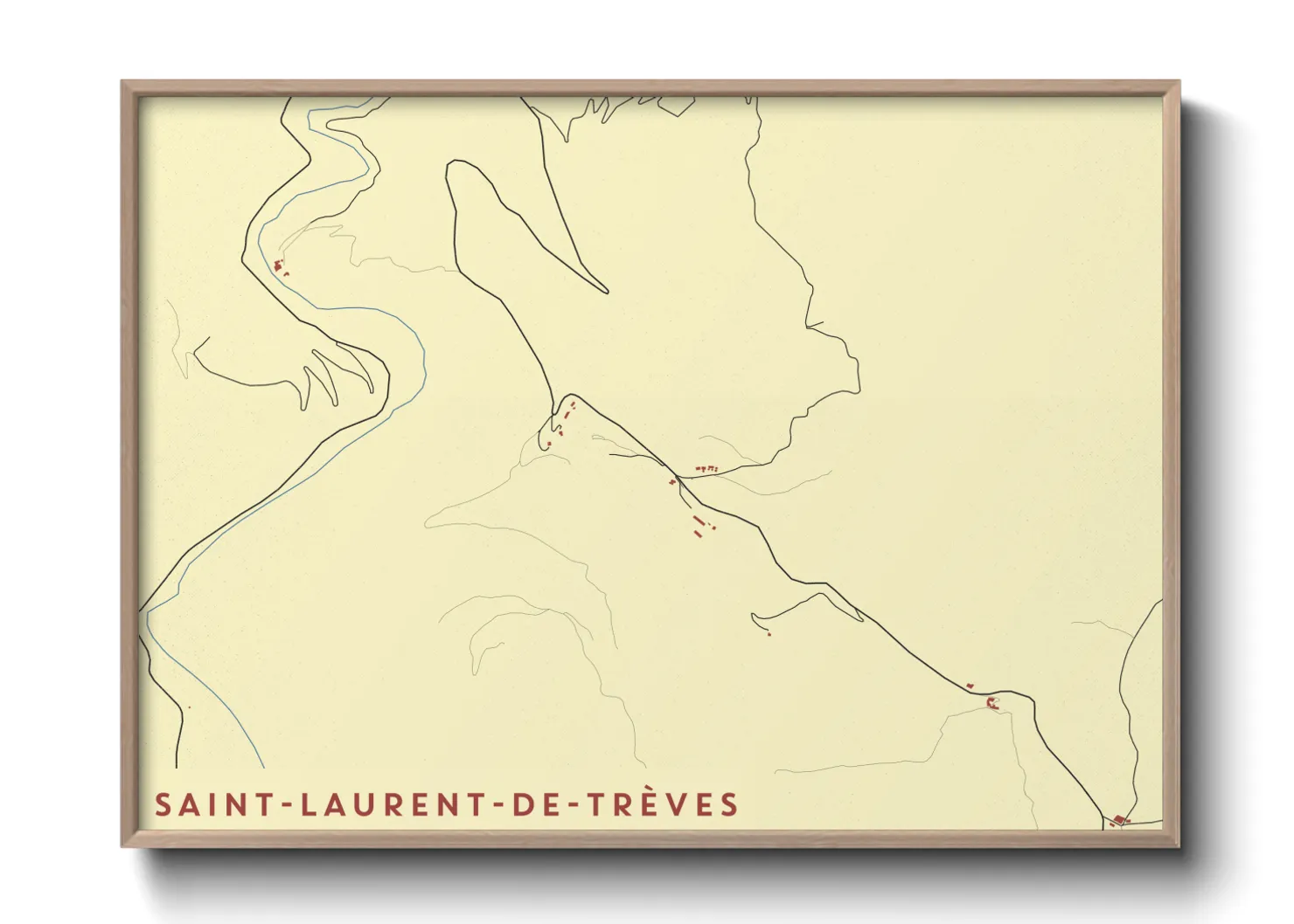 Une affiche de carte sur Saint-Laurent-de-Trèves