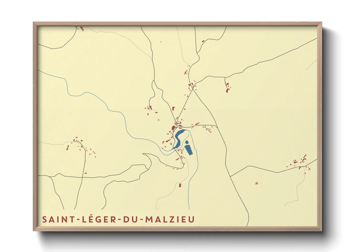 Une affiche de carte sur Saint-Léger-du-Malzieu