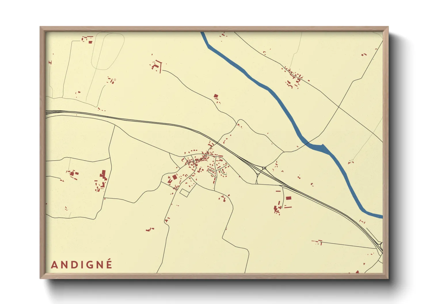 Une affiche de carte sur Andigné