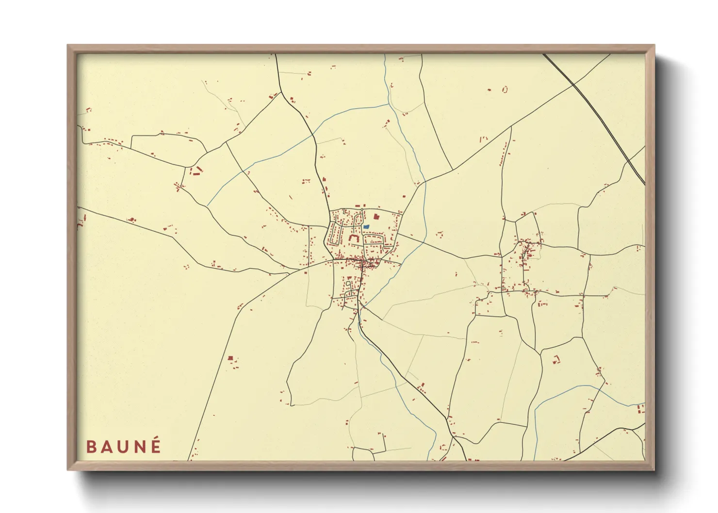 Une affiche de carte sur Bauné