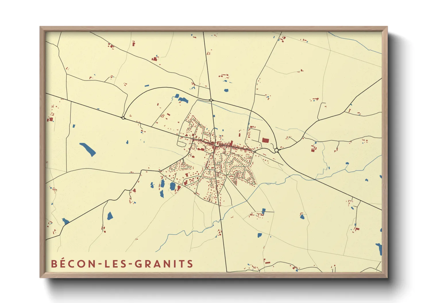 Une affiche de carte sur Bécon-les-Granits