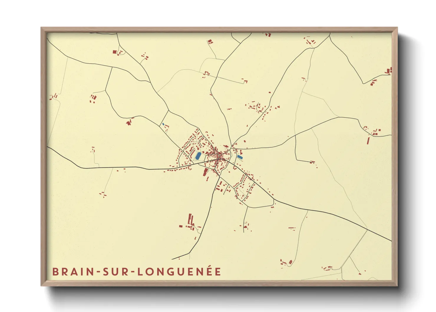 Une affiche de carte sur Brain-sur-Longuenée