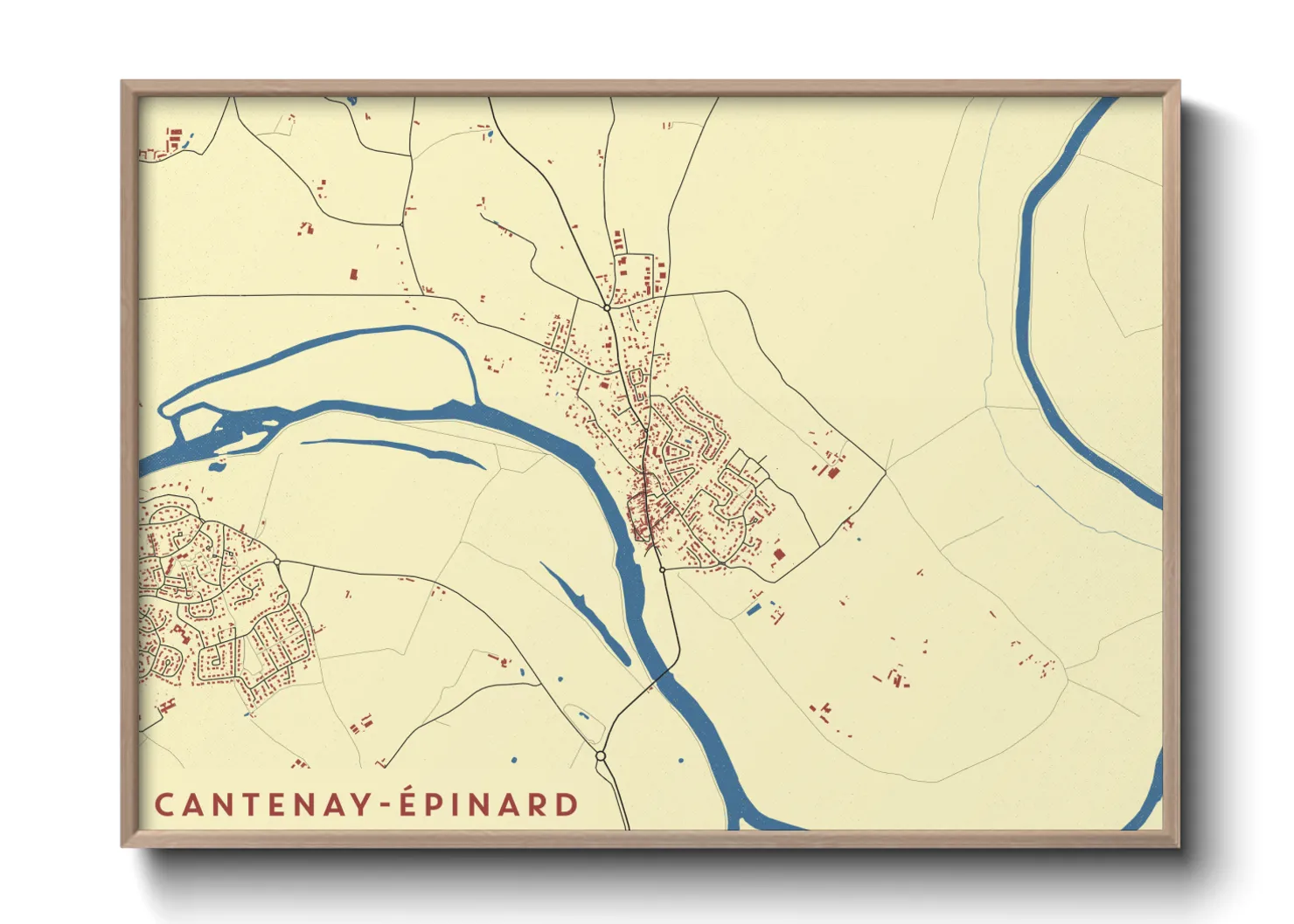 Une affiche de carte sur Cantenay-Épinard