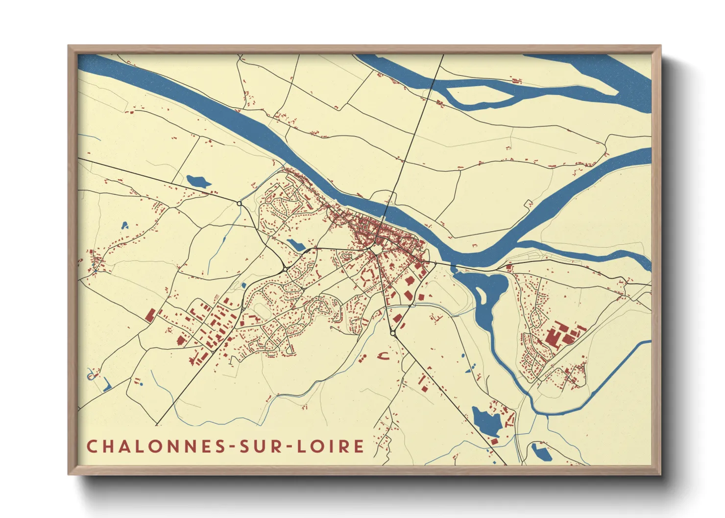 Une affiche de carte sur Chalonnes-sur-Loire