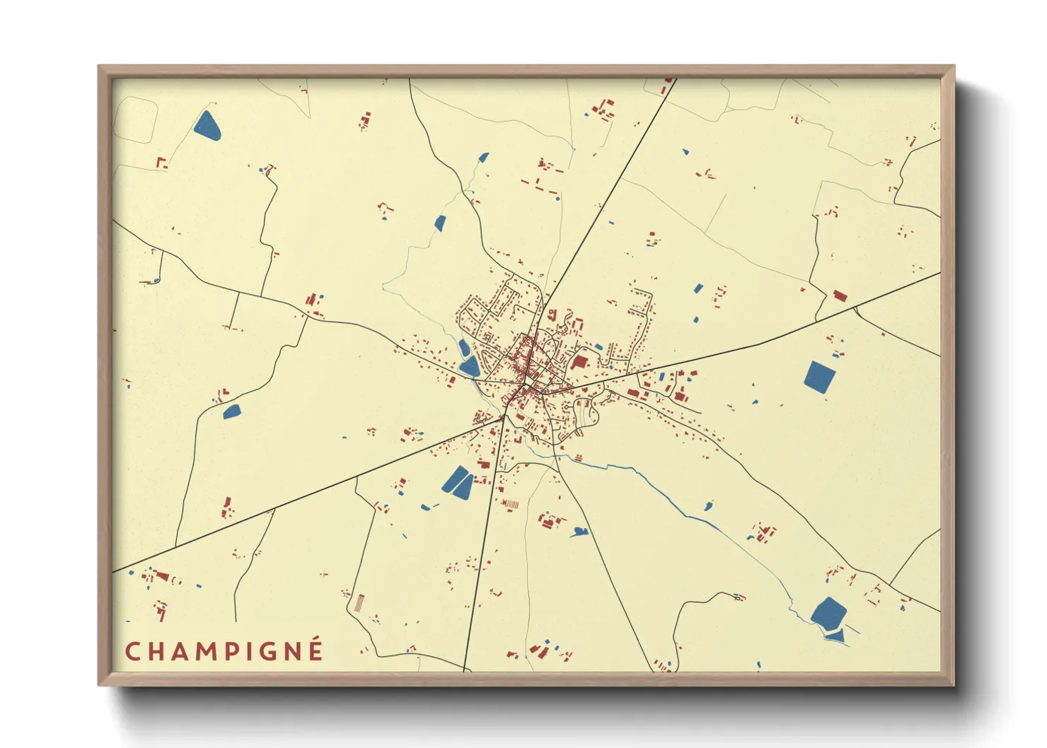 Une affiche de carte sur Champigné