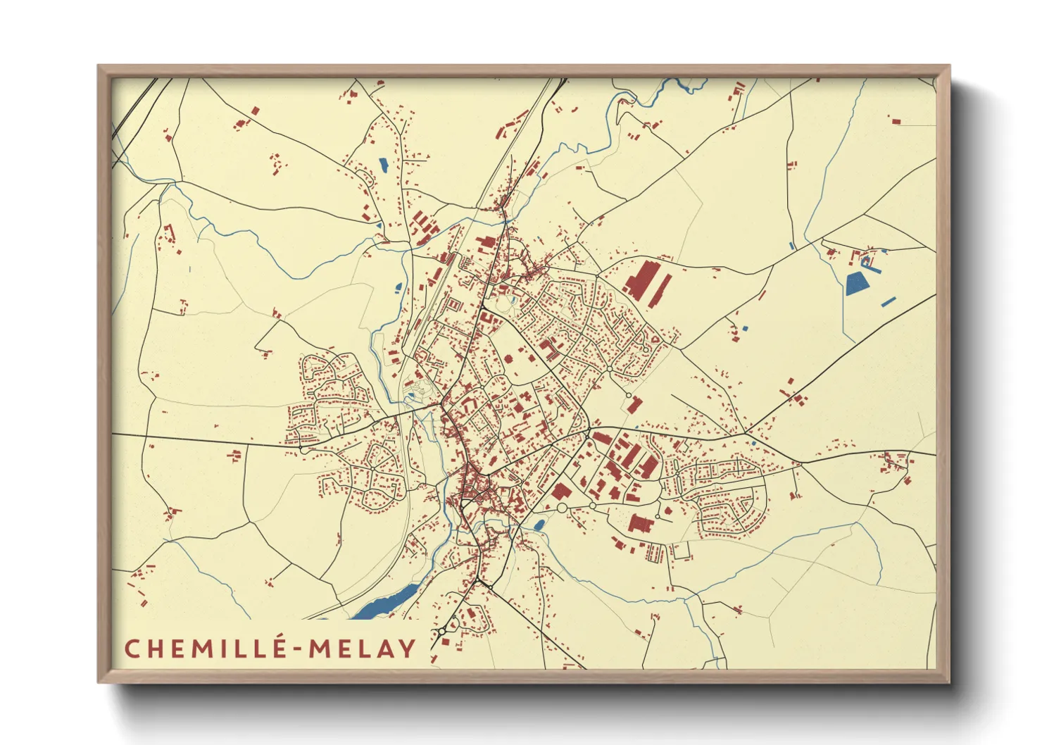 Une affiche de carte sur Chemillé-Melay