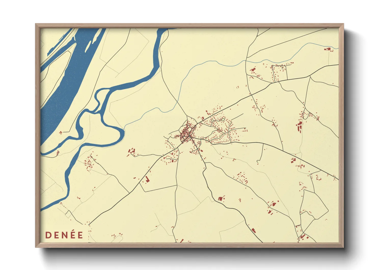 Une affiche de carte sur Denée