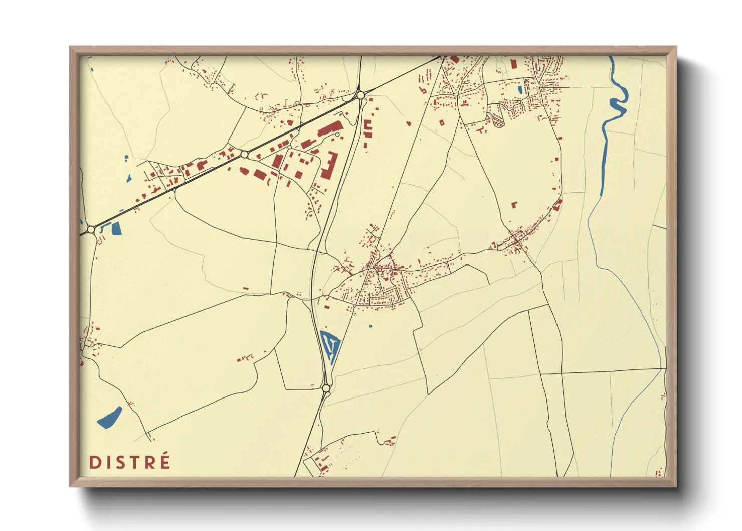 Une affiche de carte sur Distré